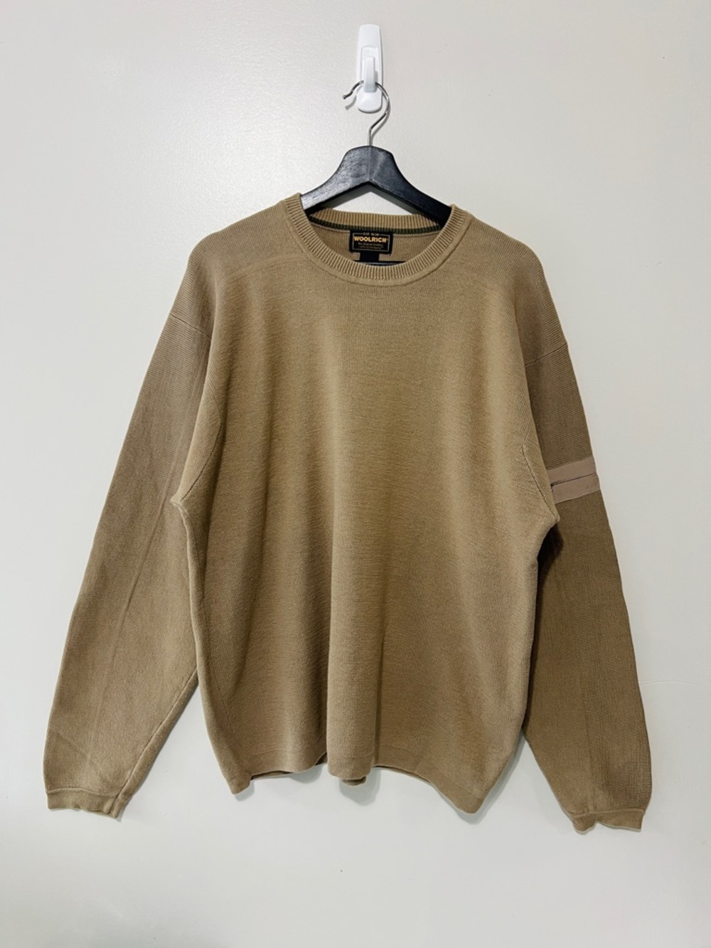 Woolrich Men's Crewneck Sweater Size Large Khaki Cotton 90's Outdoor Heritage